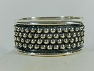 MASSIVE TAXCO MEXICO STERLING SILVER CAVIAR HINGED CUFF BANGLE BRACELET 82.  87g 3