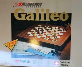 Vintage 1988 SAITEK GALILEO Kasparov Wooden CHESS COMPUTER Boxed 3