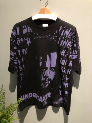 Vintage 1995 Undertaker Titansports T - Shirt Size Xl Wwf All Over Print Wrestling