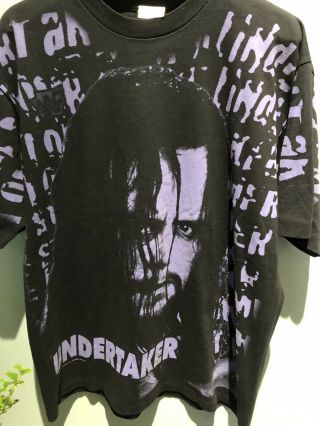 Vintage 1995 Undertaker TitanSports T - Shirt Size XL WWF All Over Print Wrestling 3
