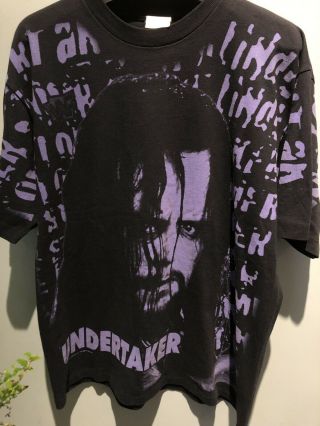 Vintage 1995 Undertaker TitanSports T - Shirt Size XL WWF All Over Print Wrestling 4