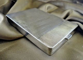 Antique Solid Sterling Silver Cigarette Vesta Case 4.  5 " X 3 " Weighs 159 G 5.  6 Oz