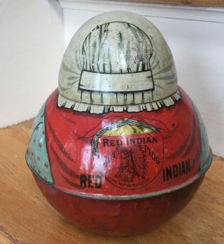 ANTIQUE CUT PLUG RED INDIAN MAMMY ROLY POLY BLACK AMERICANA TOBACCO TIN LITHO 3
