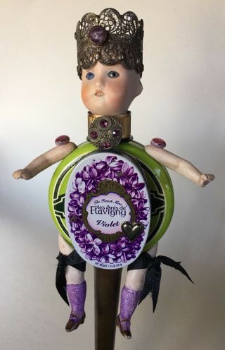 Ooak Steampunk Assemblage Art Doll Antique Mixed Media German 1909 Head ‘violet’