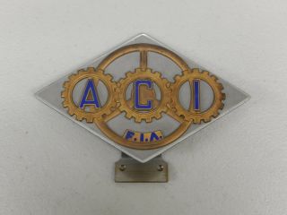 Vintage Aci Automobile Club Italy Large Version Enamel Car Badge Auto Emblem