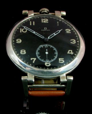 Omega Antique 1909 Rare Large Wristwatch Metal Dial