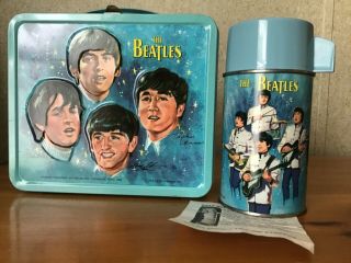Vintage 1965 The Beatles Lunchbox And Thermos With Instructions