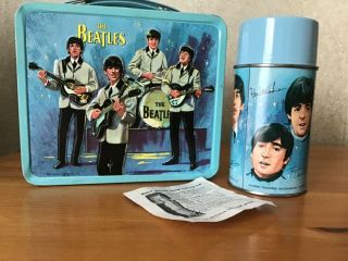 VINTAGE 1965 THE BEATLES LUNCHBOX AND THERMOS WITH INSTRUCTIONS 2