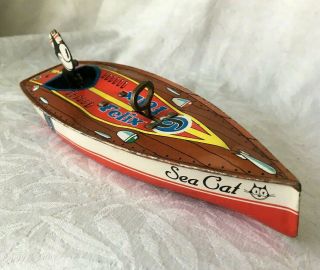 Vintage Schylling Collector Series Felix The Cat Wind Up Tin Litho Speed Boat