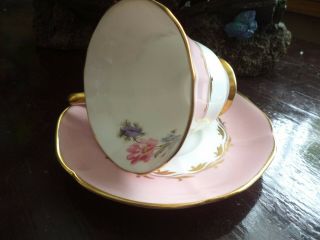 Vintage Tuscan Tea Cup And Saucer Pink White With Gold Scrolls