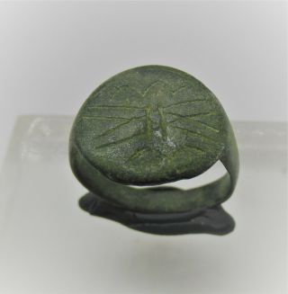Detector Finds Ancient Medieval Bronze Ring With Bird Motif On Bezel