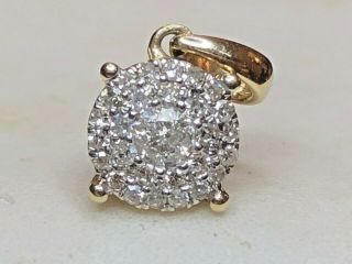 Estate Vintage 14k White Gold Natural Diamond Pendant Charm Designer Signed Avjx