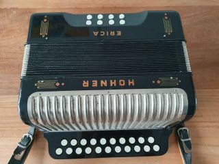 Black Hohner Erica CF accordion accordian.  RARE shape 2