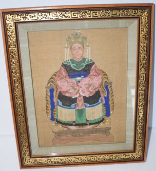 Antique Painting On Silk Chinese Ancestral Portrait