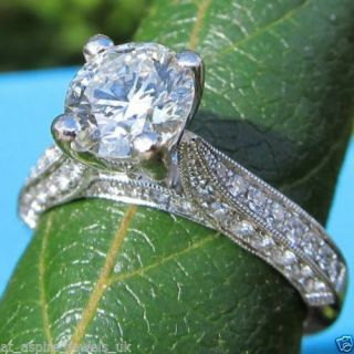 2.  2 Ct Antique Round Cut Moissanite Wedding Engagement Ring In 10k White Gold