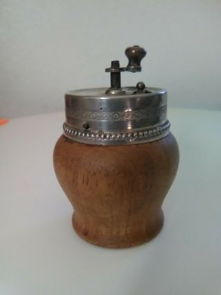 Vintage,  Antique,  Small German Made Wood And Metal Pepper Grinder,  2 1/2 In.  Tall
