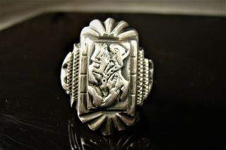 Vintage 1940s Mexican Southwest Cowboy Ring Sterling Silver Size 10