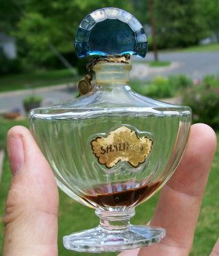 Shalimar Guerlain Glass Perfume Bottle Made In France Blue Top