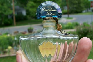 shalimar guerlain glass perfume bottle made in france blue top 2