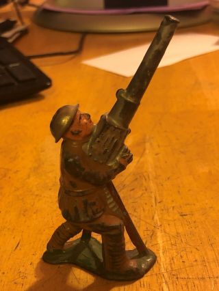 Vintage Antique Tin Lead Barclay Manoil Soldier with Anti Aircraft Gun 4