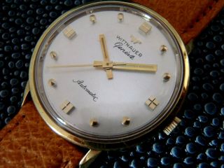 Flawless,  serviced vintage Wittnauer Geneve auto gent ' s wristwatch,  PERFECT DIAL 2