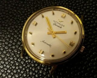 Flawless,  serviced vintage Wittnauer Geneve auto gent ' s wristwatch,  PERFECT DIAL 3