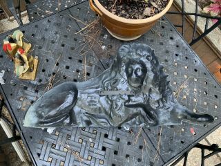 VIRGINIA METALCRAFTERS RARE LION HEARTH GARDEN CAST ALUMINUM STATUE METAL LARGE 4