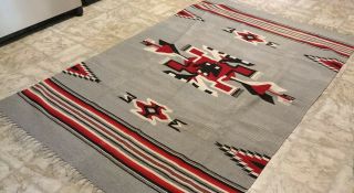 Vintage (navajo Ganado Style ?) Wool Whirling Logs Storm Blanket/rug 52 " X 82 "