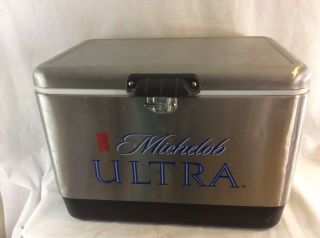 Vtg Michelob Ultra Stainless Steel Beer Cooler Advertising Bar Food Camping