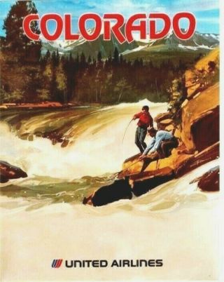 Vintage Poster Colorado River Fishing Ual C.  1970