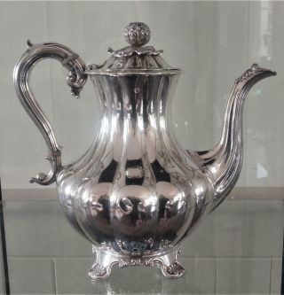 Fine Antique Phoenix Sheffield Silver Plated Melon Form Coffee Pot W Provenance