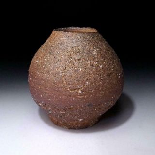 Kq8 Vintage Japanese Pottery Vase,  Shigaraki Ware,  Tea Ceremony,  Dia.  5.  7 Inches