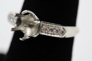 Incredible Vintage 14k White Gold 6 Old Cut Diamonds Size 7 Semi - Mount For Pearl