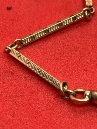 Solid 14k Gold Antique Watch Fob Chain 13 1/2 Inches 12.  7 Grams NR 5