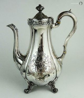 Victorian Old Sheffield Plate Footed Coffee Pot C1850 Gilt Smith,  Sissons & Co