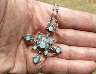 Stunning Arts & Crafts Silver & Opal Pendant Necklace A.  F.