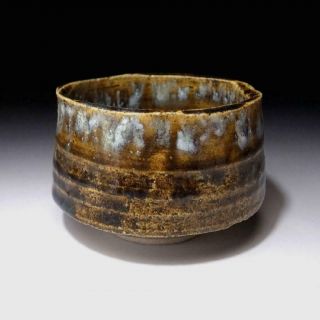 UR2: Vintage Japanese Pottery Tea Bowl of Seto Ware,  Artistic glaze 2