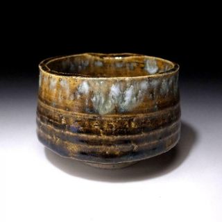 UR2: Vintage Japanese Pottery Tea Bowl of Seto Ware,  Artistic glaze 3