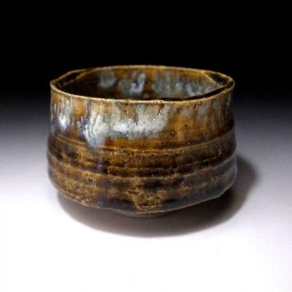 UR2: Vintage Japanese Pottery Tea Bowl of Seto Ware,  Artistic glaze 4