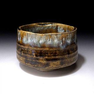 UR2: Vintage Japanese Pottery Tea Bowl of Seto Ware,  Artistic glaze 5