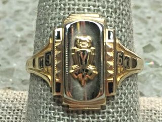 Vintage 10k Yellow & White Gold 1960 Yale Class Ring Size 9