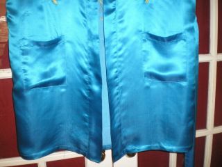 FINE Old Chinese Turquoise Silk Robe/Kimono w/Embroidered Chrysanthemums 5