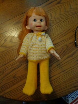 Vintage Red Hair Ventriloquist Girl Doll 18 "
