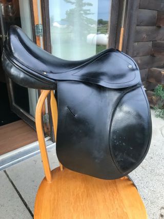 A.  J.  Foster Lauriche Dressage Saddle RARE WOOL FLOCKED PANELS 18” MW 5