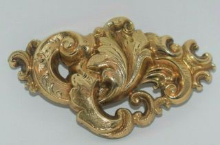Victorian 14k Yellow Gold Repousse Scroll Brooch Pendant 6.  36 Gm Scrap Or Wear