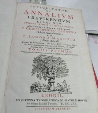 ANTIQUITATUM ET ANNALIUM TREVIRENSIUM/1670/FOLIO RARE 1st Ed.  /FOLDING MAP - PLATES 5