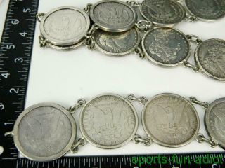 RARE 1891 - CC Morgan Silver Dollar w19 Additional Morgan Coin HEAVY Sterling Belt 9
