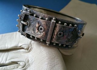 Antique Victorian C1870 Cuff Belt Buckle,  Sterling Silver,  Bracelet With Issue.