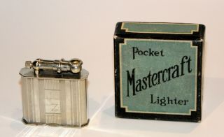 Rare Unusual 1927 Msr Mastercraft Sideways Liftarm Petrol Lighter W Box