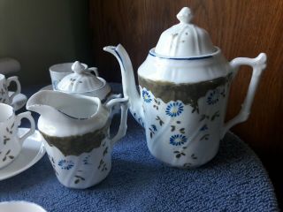 Vintage Child ' s Tea Set - Pitcher,  creamer & sugar bowl,  6 tea cups & saucers 2